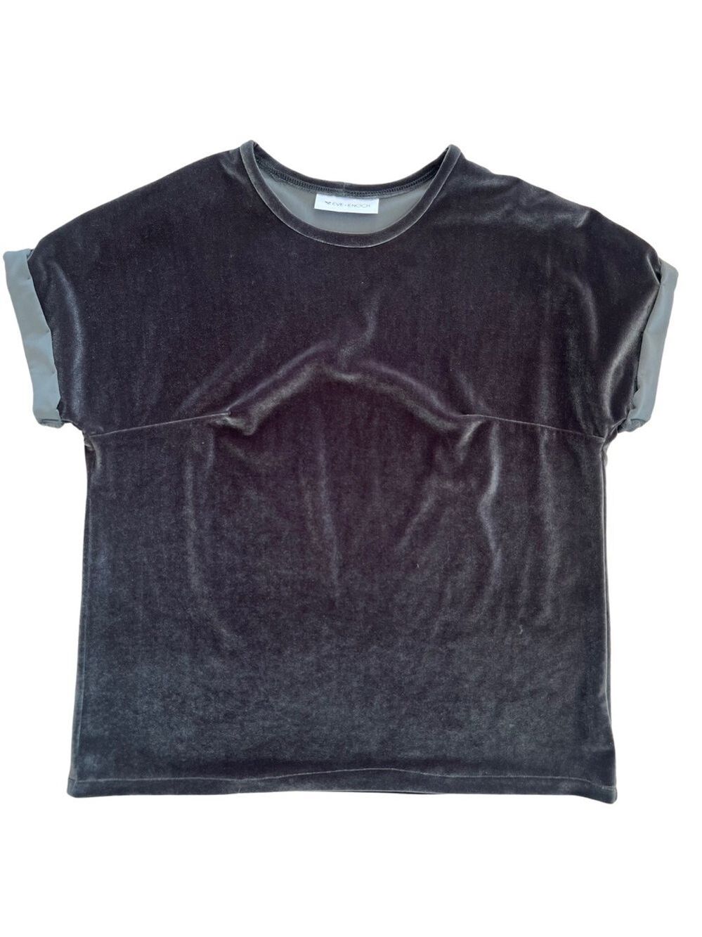 Eve + Enoch Olive Green Velvet Short Sleeve T-Shirt - Size XS